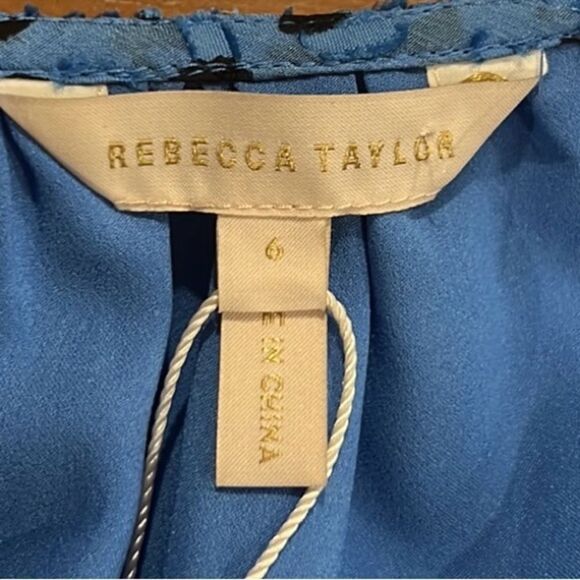 Rebecca Taylor nova dot clip long sleeve wrap dress in blue silk blend size 6 - Picture 8 of 13